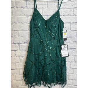 City Studio Green Sequin Fit & Flare Formal Party Dress NWT SZ 13/14 (womens 12)